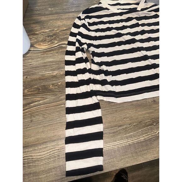 A New Day  Long Sleeve Cropped T-Shirt Size Small. Black/White Stripped. NWOT. U - Picture 4 of 4